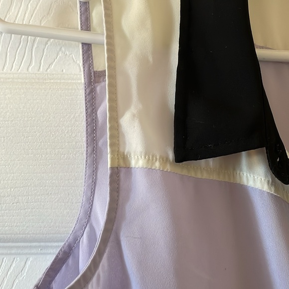 ModCloth sheer sleeveless blouse purple cream black  color block - Picture 3 of 7